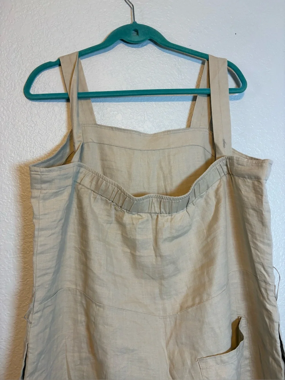 Quince 100% European Linen Square Neck Jumpsuit Neutral Tan